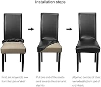 Vista 48 de YISUN Fundas para sillas de comedor, de piel sintética maciza, impermeable y resistente al aceite, funda protectora para silla de comedor