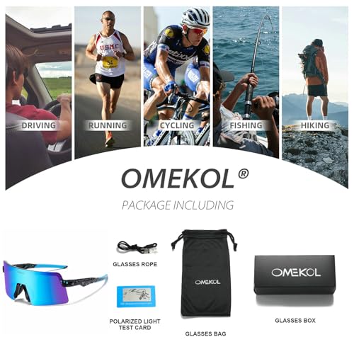Image of OMEKOL Two Sizes For Adults and Youth Polarized Sunglasses Men Women Outdoor Sport Baseball Glasses UV400 Cycling Eyewear