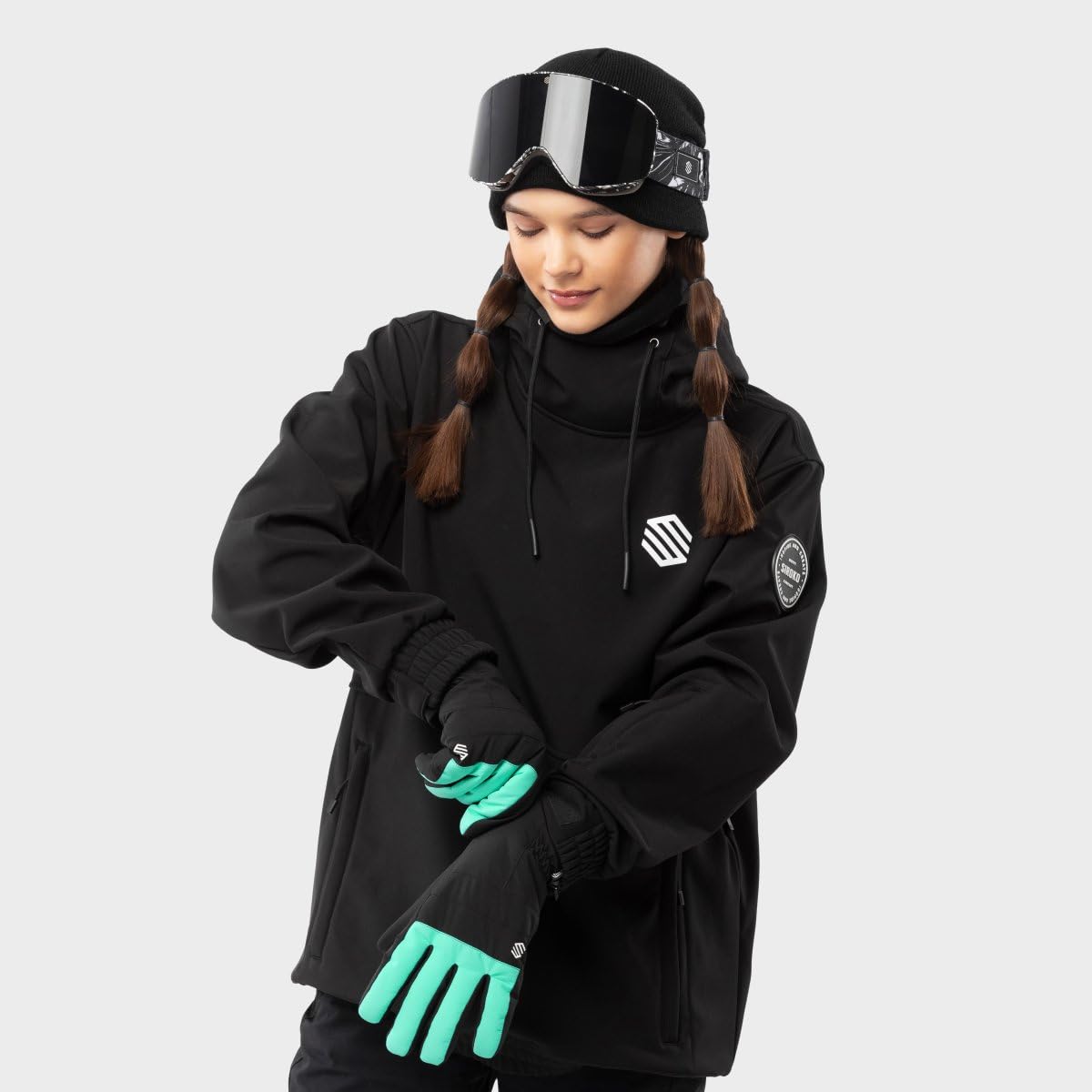 SIROKO Guantes térmicos esquí esquí y Nieve Voss Turquoise Negro