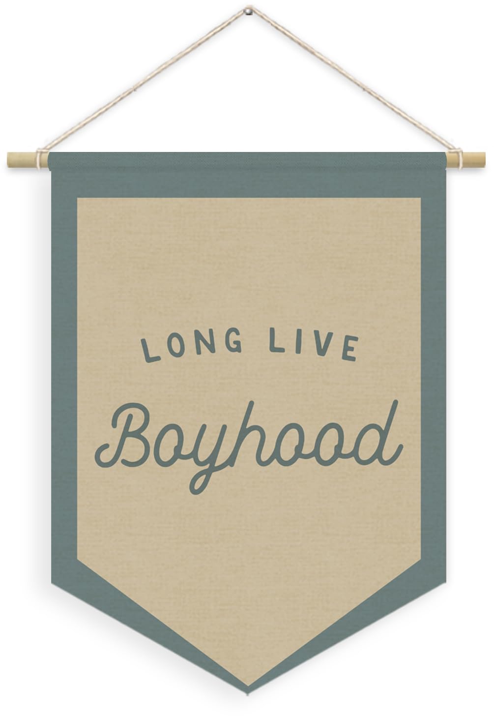XYDEG Boys Room Decor, Long Live Boyhood Linen Canvas Banner, Boy Nursery Wall Hanging Pennant Flag Banner for Boys Kids Toddler Room Bedroom Playroom Decor, 15x11in - Blue
