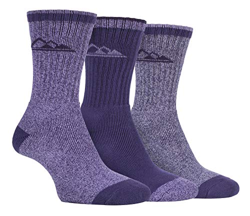 Storm Bloc 3 Pack Womens Striped Lightweight Anti Blister Padded Cotton Summer Hiking Socks (5-9 US, SBLS032VIO)