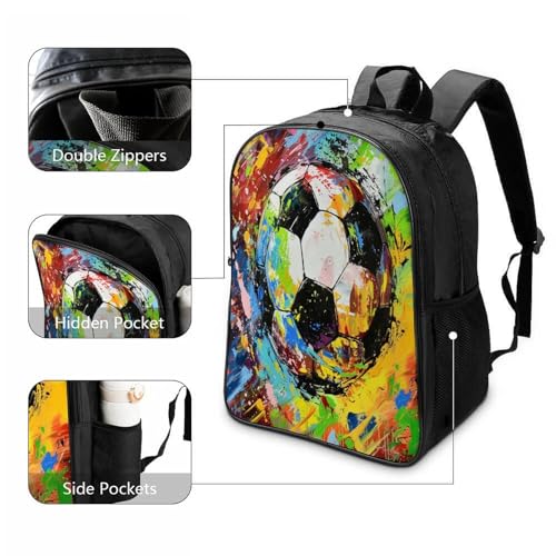 Mochila escolar de fútbol 3D cómoda para evitar dolor de espalda 3