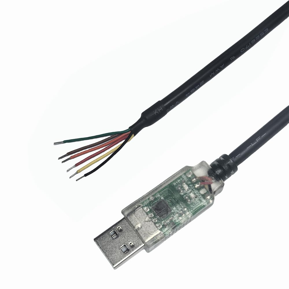 USB-RS232-WE-1800-BT-0.0 Câble USB vers série RS232 authentique puce FT232RQ compatible avec Windows 11 10 8 7 Linux Mac OS 6 voies (0 V)