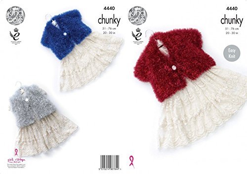 King Cole Girls Cardigans Tinsel Knitting Pattern 4440 Chunky by King Cole