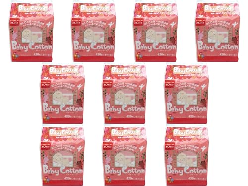ベビーコットン 天然コットン100% 6cm×8cm 420枚入 赤ちゃん用 おしりふきシート ドライタイプ 大容量 乳児ケア まとめ買い (10パック)