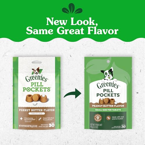 Greenies Pill Pockets for Dogs Small Size, Tablet Pill Treats for Dogs, Peanut Butter Flavor, 3.2 oz. Pouch
