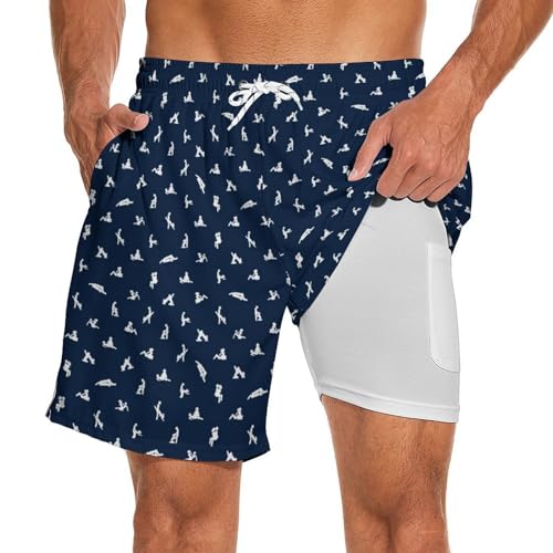 Partrest Mens Swim Trunks with Compression Liner Men Quick Dry Beach Swimsuit