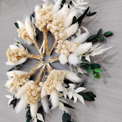 Ramo decorativo mini pampas seco 8 piezas miniatura 4