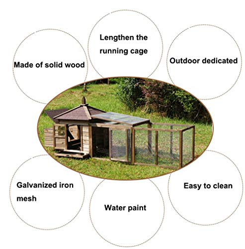 JHKGY Hölzerner Pet House Hühnerstall Rabbit Hutch,Hühnerstall,Ark House Geflügel Run Nistkasten,Garten Hinterhof Pet… – Bild 4