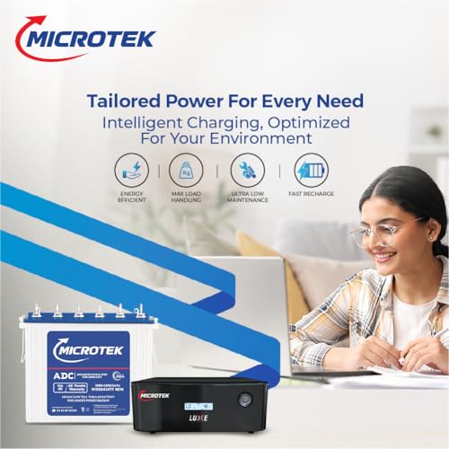 Image of Microtek Inverter with Battery Combo for Home, Office & Shops | UPS Luxe 1400 12V Pure Sine Wave 1100VA + M1502424TT 150Ah Inverter Battery | Warranty: 3Years(Inverter)&4Years(Battery)