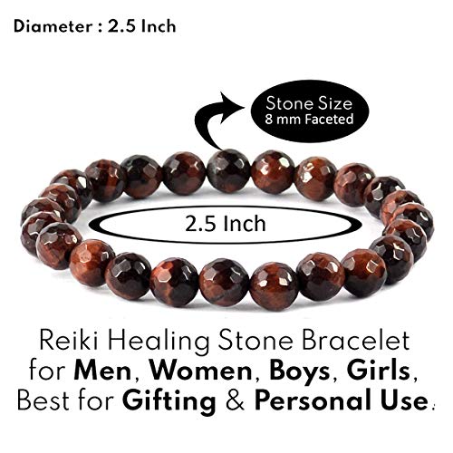 Image of Reiki Crystal Products Natural Crystal Stone 8 mm Faceted Diamond Cut Beads Bracelet for Men & Women | Reiki Charged Gemstone Bracelet | Multiple Stone Variants Available