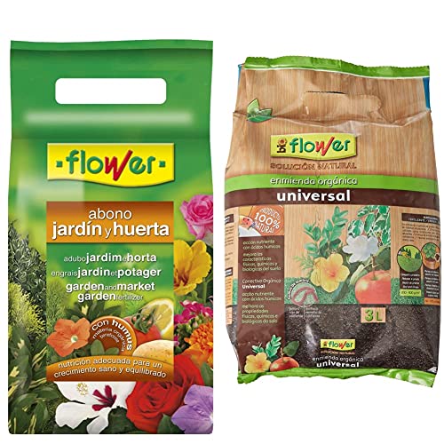 Flower Abono Huerta y Jardín, 2 kg & Bio Humus de Lombriz, 3 l
