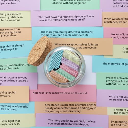 Mindfulness Jar Motivational and Inspirational Cards with 90 Daily Affirmations Anxiety Relief Relaxation Self Care Easter Gifts for Men Women Office Desk Accessories for Work - Image 5
