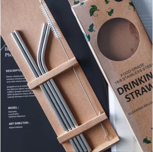 Anso Lot De 4 Pailles Réutilisables En Acier Inoxydable