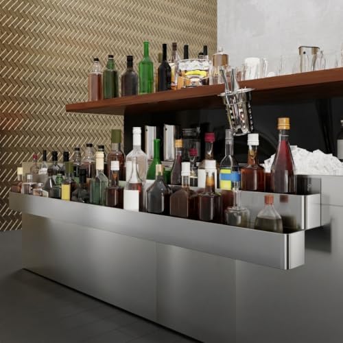 Image of 72 in. Double Tier Stainless Steel Speed Rail Rack for Commercial Bars, NSF
