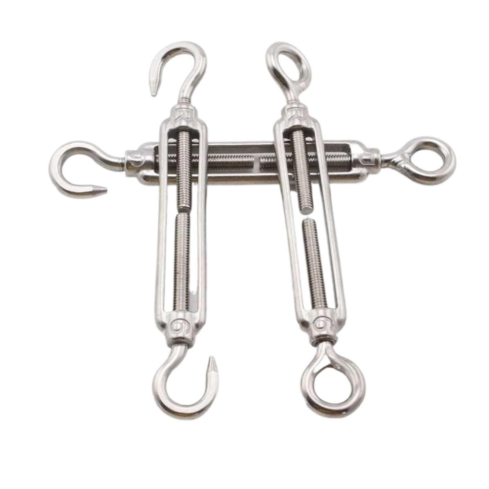 PULaif Turnbuckle Wire Tensioner, 304 Stainless Steel Turnbuckle Hooks Eye Wire Rope Tension Device Multiple Sizes(M6)