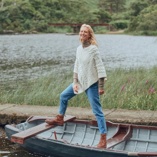 Women's Irish Cable Knit Poncho, 100% Supersoft Merino Wool, Made in Ireland, One Size, Aasleagh Falls3