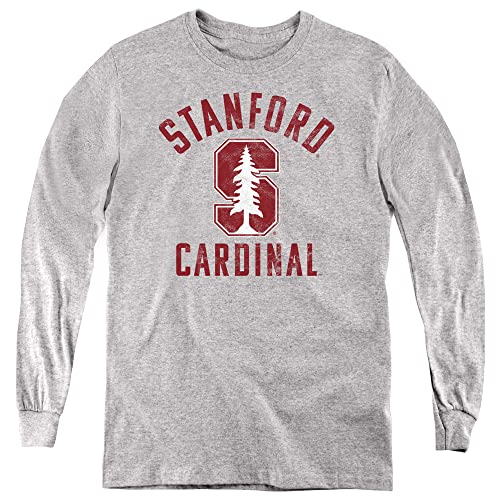 Stanford University Official Cardinals Logo Youth Long Sleeve T Shirt,Athletic Heather, Medium
