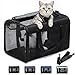 Conlun Katzentransportbox,Weiche Katzentransporttasche mit 4-seitigem Netz, Flugzeugtaugliche Katzentasche für Kleine&Mittelgroße Katze Kätzchen Welpen bis 6 Kg, Hundetransportbox Faltbar-M, Schwarz