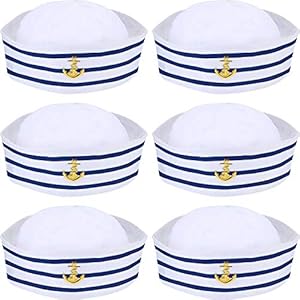 Syhood Sombreros de Azul con Blanca Gorro Marino Marinero para Accesorio de Vestuario, Fiesta de Disfraces (6 Paquetes)
