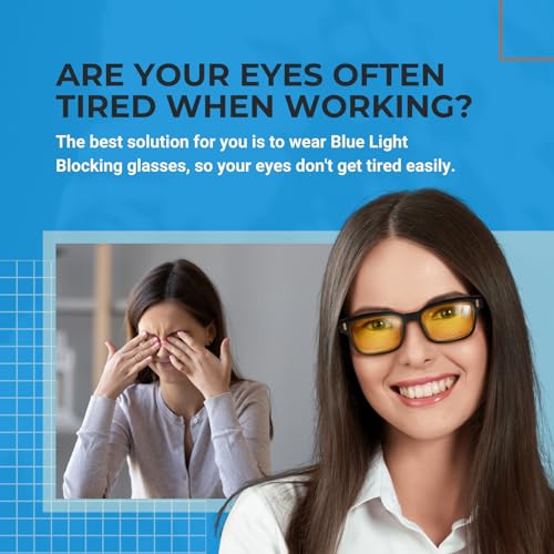 Image of Blue Light Blocking Glasses: Shield Your Eyes from Harmful Screen Glare, Prevent Eye Fatigue, and Maintain Eye Health, for Computer, TV, Gaming,Women and Men - Includes Case