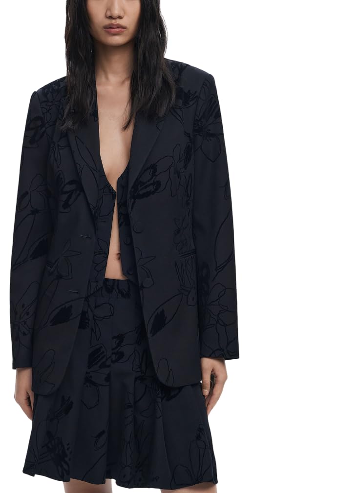 Desigual Damen Schwarz Blazer_flockarty, 2000 Black, Xl