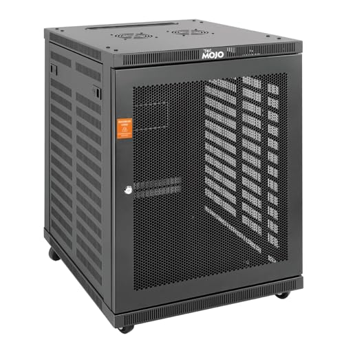 Tecmojo 15U Wall Mount Rack 15U Rack 23.6 Inch Depth Hold Up to 176 Lbs Enclosed Wall Mount Rack with 2 Colling Fans for 19 Inch Network Server and AV Gear Mesh Door(Elite Collection)