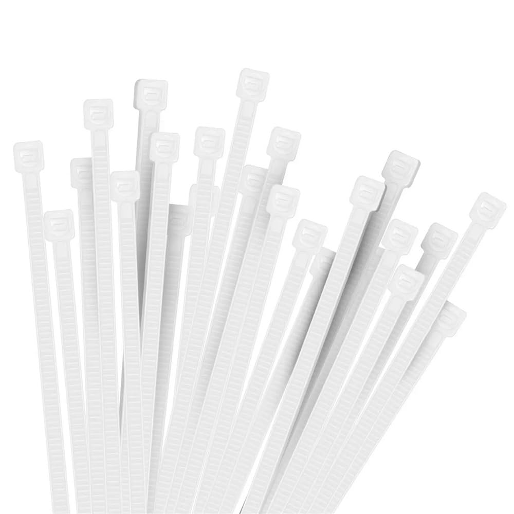 Nylon Cable Tie Buckle， Nylon Cable Zip Ties 100pcs 3x100/150mm 4x200mm White Self-Locking(3x100mm100pcs)