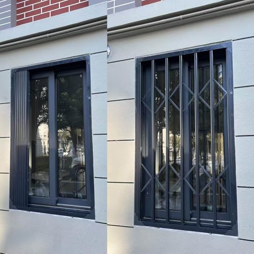 Reja Ventana Barandilla de Rejilla para Ventana con Riel de Puerta Corrediza Plegable, Tope de Barra de Seguridad para Ventana, Escape de Liberación Rápida(W160xH100cm/63x40in)