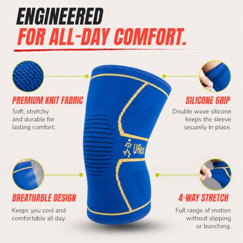 Image of Knee Brace for Men and Women Knee Compression Sleeve Knee Support Wraps for Arthritis Joint Pain Relief, Workout, Swelling, Sports, Circulation, Running, Recovery for ACL & Meniscus Tear