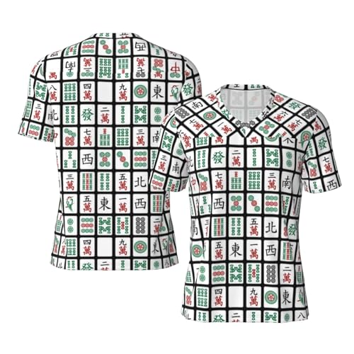 Stylish Athletic Sports Jersey Funny-Mahjong-Hipster Men's Rugby Jersey 4X-Large Black