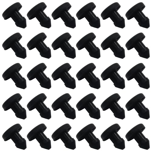 Image of 30 Pcs 4 mm Silicone Plugs Waterproof Stoppers, Black Round Rubber Plugs for Round Holes