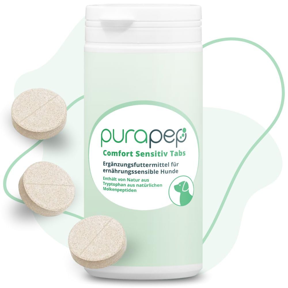 Comfort Sensitiv Tabs – Natürlicher Entspannungs-Komplex für ernährungssensible Hunde – Mit Tryptophan aus Molke, Magnesium und B-Vitaminen – 150 Tabs