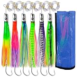 Fishing Trolling Lures - Big Game Deep Sea Fishing Saltwater Rigged Trolling Lure for Marlin Tuna Wahoo Mahi Dolphin - 8.7 inch 6pcs Bait Set with Mesh Bag