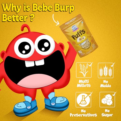 Image of BE'BE' BURP Healthy Puff Snacks | Quinoa Arabic Herbs | Baked Puffs, Not Fried, Protein Snacks | No Maida & Gluten-Free | Travel-Friendly | 35gms Each (Pack of 4)
