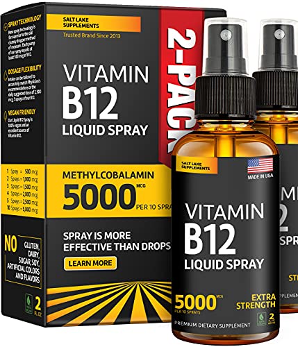 (2 Pack) - Liquid B12 Spray - Vitamin B12 Sublingual - Vegan B12 Vitamin Spray - Methylcobalamin Vitamin B12 Liquid Boosts Energy & Mood - Gluten-Free & Non-GMO - B 12 Drops Waste Money - Find Out Why