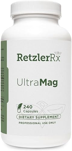 RetzlerRx UltraMag 125 Suplemento de glicinato de magnesio – 240 cápsulas con TRAACS patentado para una mayor absorción – Apoya la salud