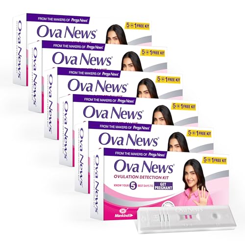 Ova News - Ovulation Detection Kit from Prega News | Identifies 5 Most Fertile Days to Conceive in 5 Mins (Pack of 6)