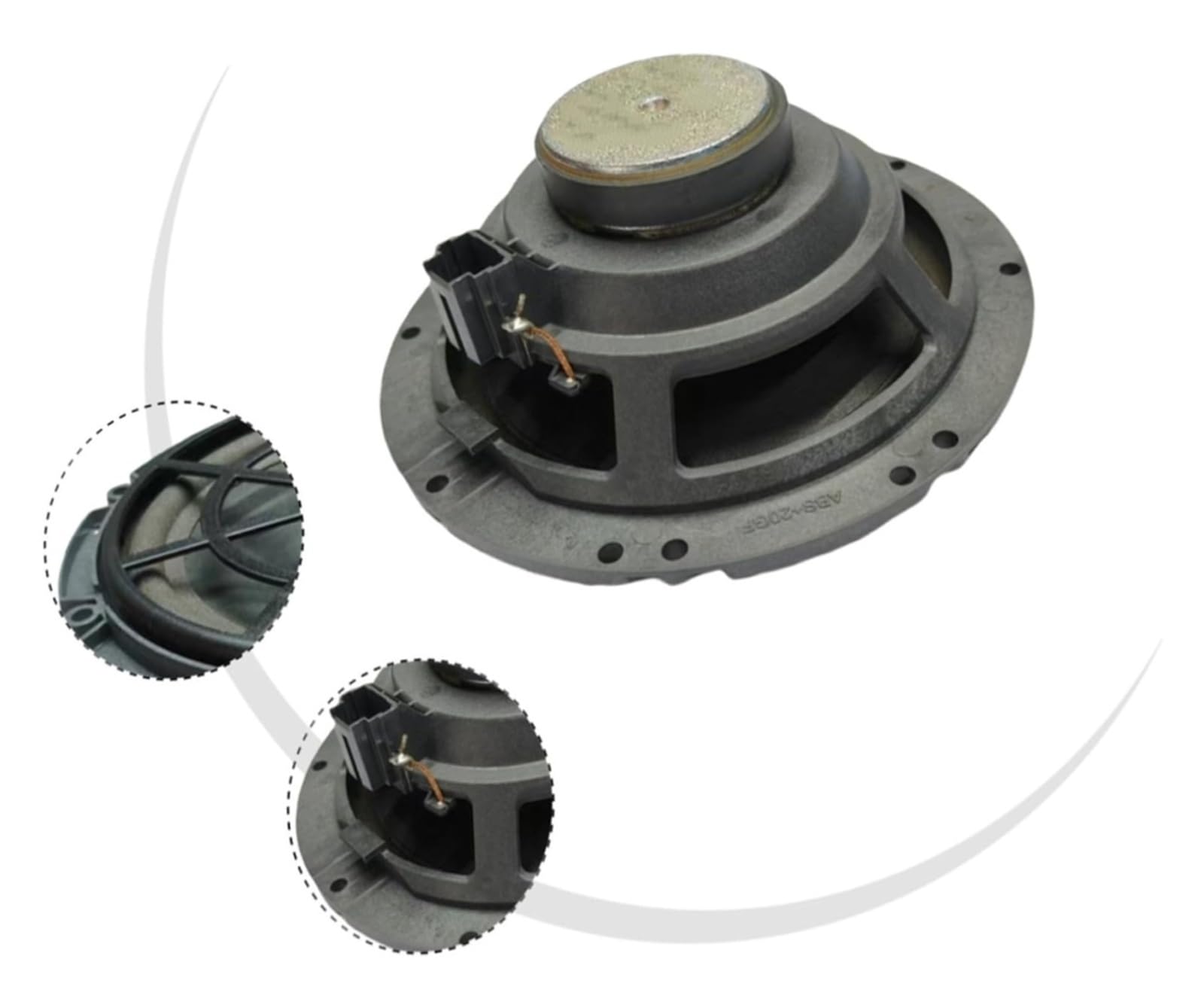 Haut-parleur de porte avant de remplacement for Citroën C2, C3 et C5 et Peugeot 206, 307, 308, 407, 408 et 3008 (référence 9807145580), en ABS noir.