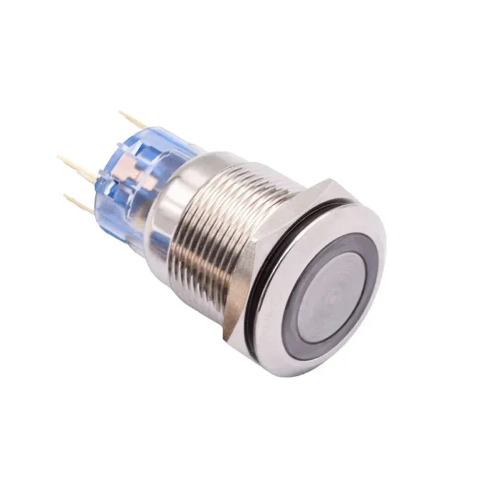 19 mm metalowy przełącznik przyciskowy stal nierdzewna 1NO1NC chwilowy pierścień przełącznik zasilania LED ON Off chwilowe zamknięcie 1 szt. (12-24 V czerwona dioda LED)