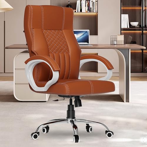Image of FUGO FG21 Orthopedic Boss Chair with 3-Years Warranty, Executive Office Chair Ergonomic High-Back Chair-Cushioned Seat & Armrests, Metal Base, Rocking Movement (Tan)