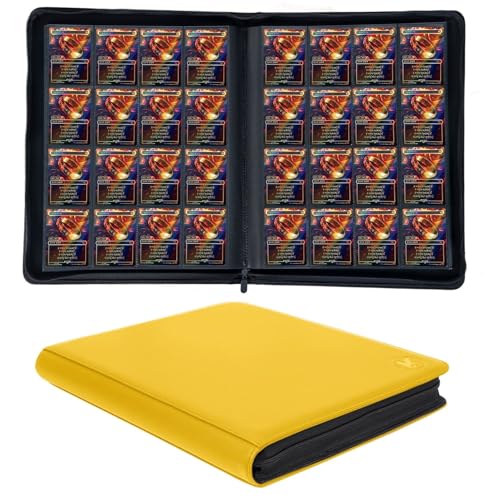 Image of 1000+ Pockets Trading Card Binder, 16-Pocket Card Ablum Compatible with MTG,Sports Cards & Other Standard Size Trading Cards (Yellow)