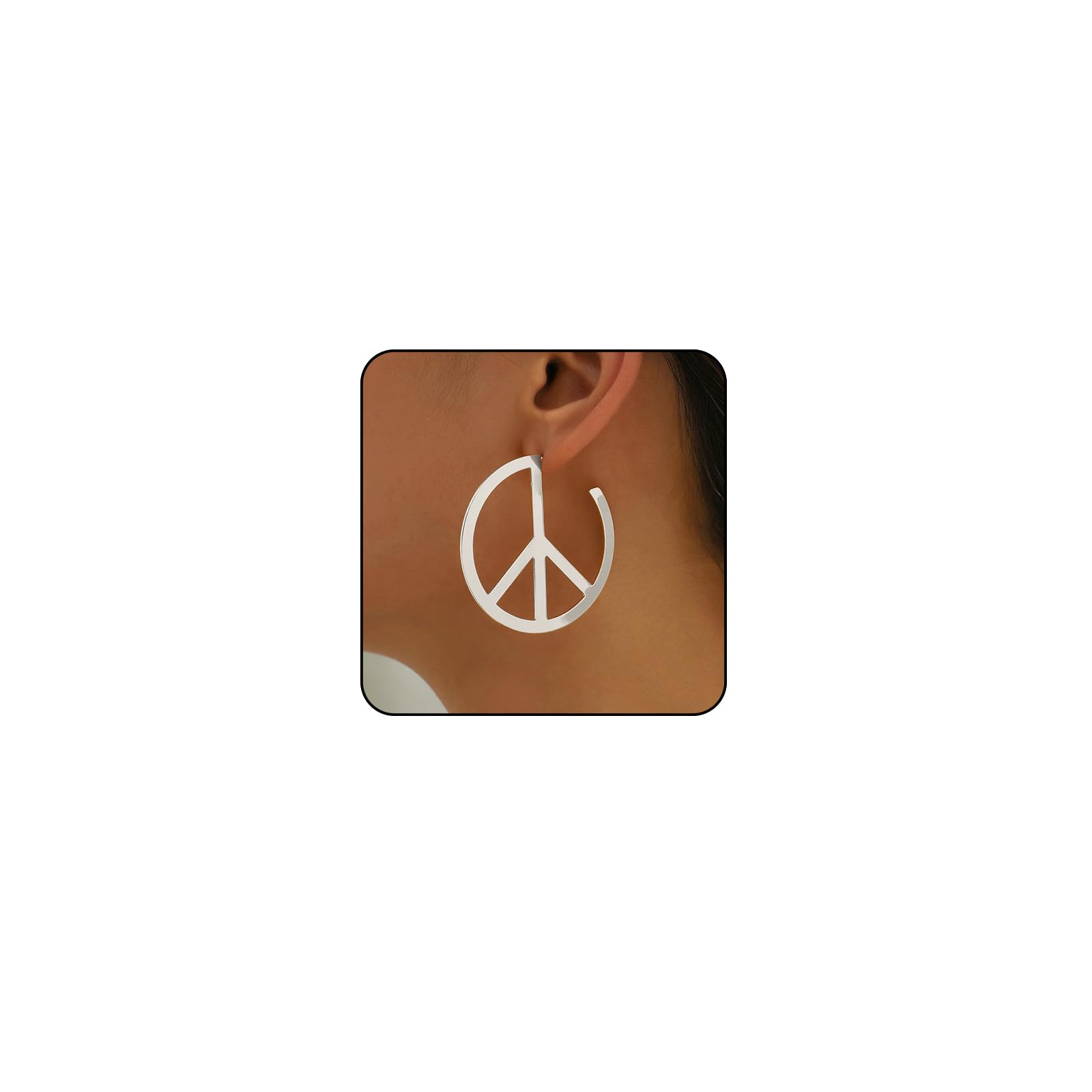 VRNGIPeace Sign Necklace Hippie Peace Sign Earrings for Women 70s Accessories Hippy Accessories Groovy Costumes