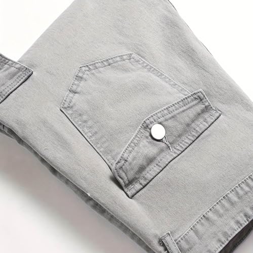 Mens Jeans Slim Fit Ripped Skinny Straight Leg Cargo Denim Pants Fashion Y2k Multi-Pocket Street Tactical Trousers4