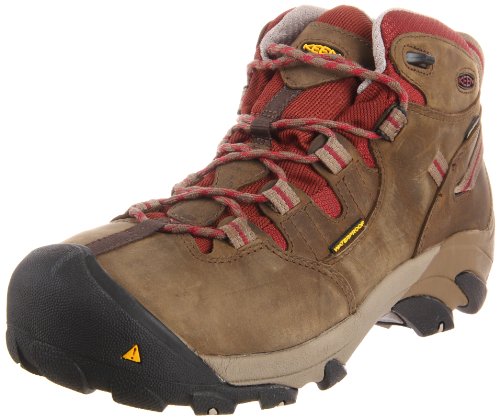 KEEN Utility Women's Detroit Mid Steel Toe Work Boot, Black Olive/Madder Brown, 8.5 Medium US