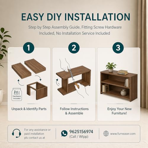 Image of FURNEASER Ether Modern Wall Mounted TV Unit with Floating Shelf | Wooden TV Entertainment Unit for Living Room | Engineered Wood Media Console for 43,50, 55 to 65 Inch TV (Exotic Teak & White)