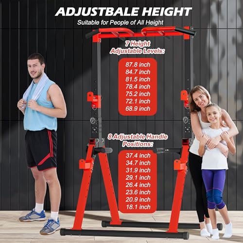 Image of Foldable Power Tower Pull Up Bar Station, Multi-function Stable Pull Up Dip Station for Home Gym Strength Training Equipment