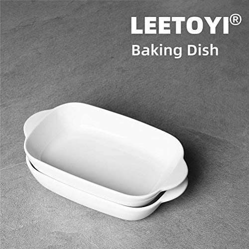 Leetoyi Ceramic 2.8 Quart Baking Dish, 9" X 13",Casserole Dish (White, Set Of 2) #TOP5