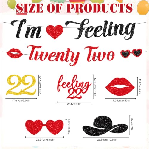 Image of 22nd Birthday Party Decorations for Girls Women, I'm Feeling Twenty Two Glitter Banner with Hanging Swirls Decorations, Singer Themed Girls 22 Years Old Birthday Decor Supplies