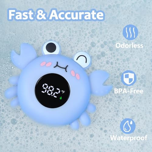 Baby Bath Thermometer Tub Water Temperature Thermometer for Bathtub Crab Newborn Baby Safety Floating Tub Toy Gift for Toddlers, Girls, Boys, Infants 1 2 3 4 Years Old by Chamiuu - Used condition - Image 2